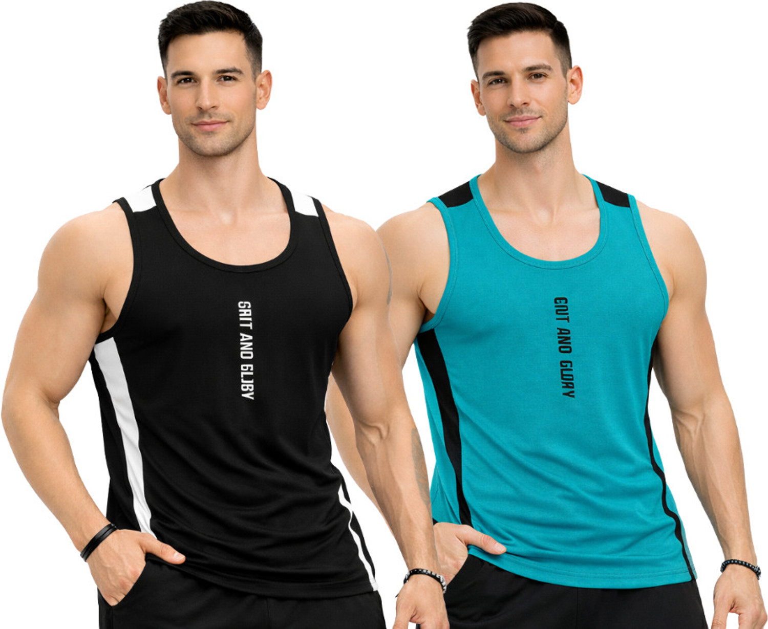 Image of RMLKN Pack of 2 Men Printed Round Neck Polyester Grey, Black T-Shirt
