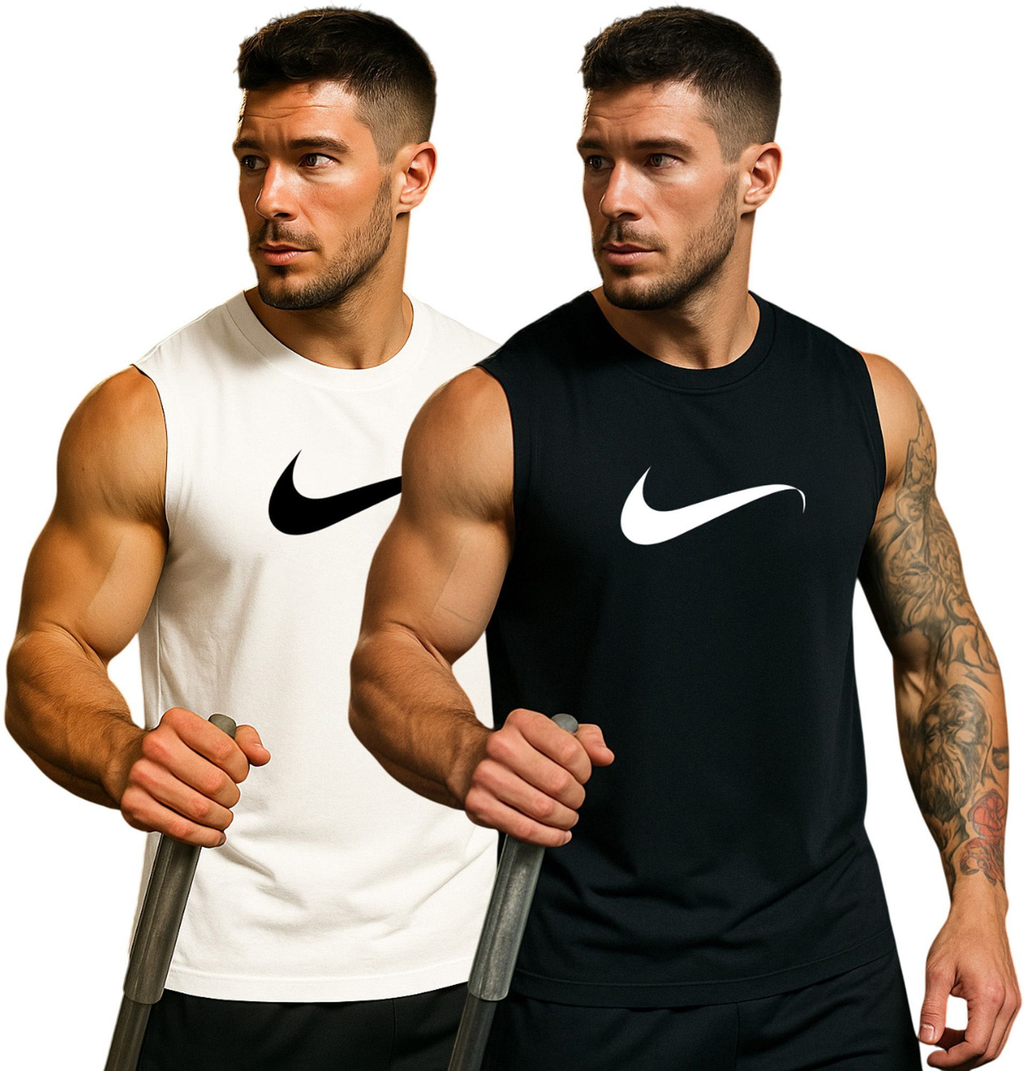 Image of Moddrem Pack of 2 Solid Print Combo Polyster Sando For Men Men Vest Men Vest