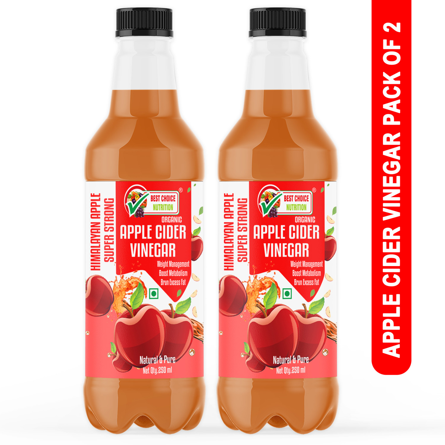 Image of NatureVally Organic Apple Cider Vinegar with mother for weight loss (SA384) Vinegar (2 x 500 ml)