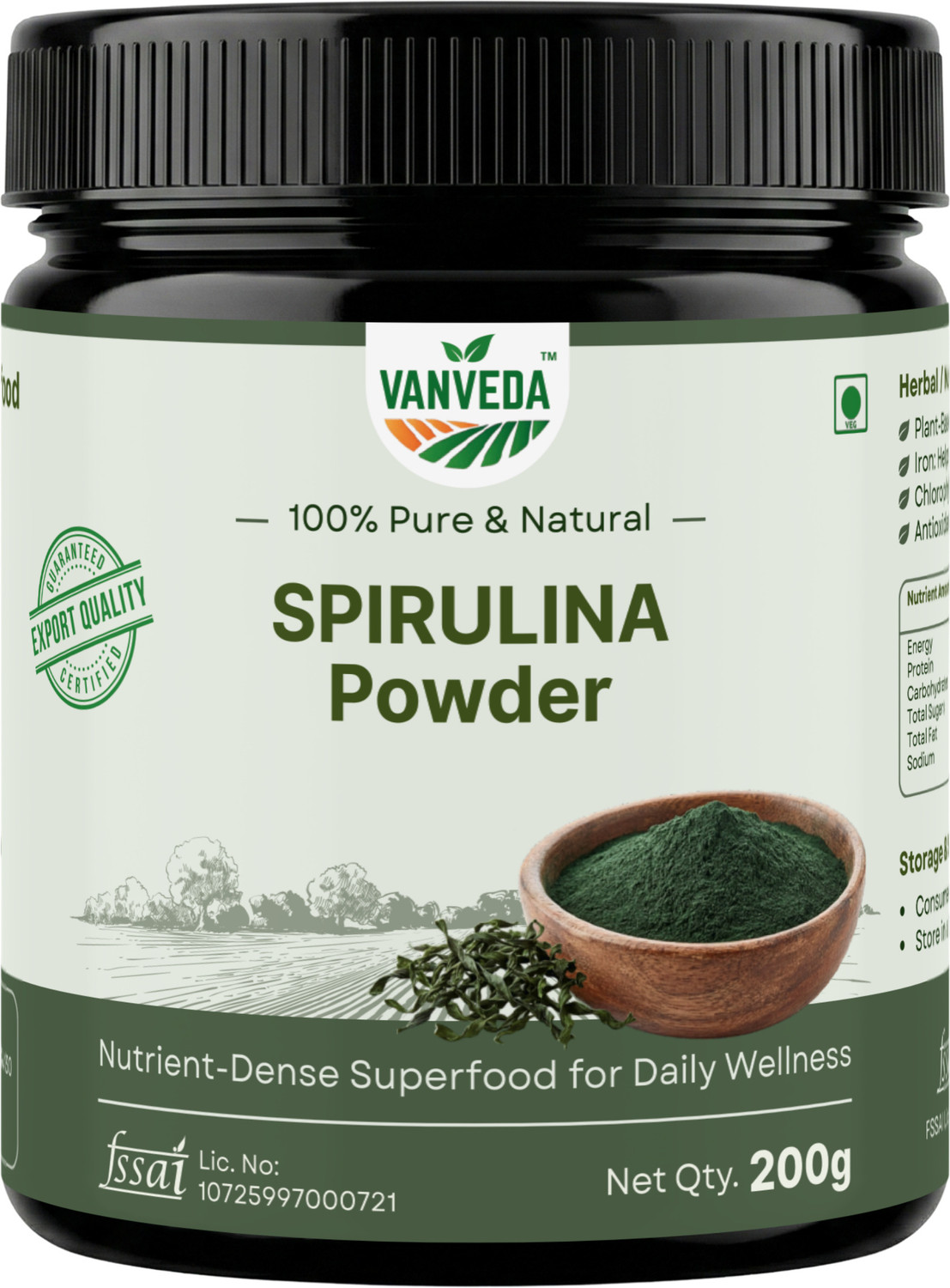 Vanveda Organic Spirulina Powder 200g - Image 1