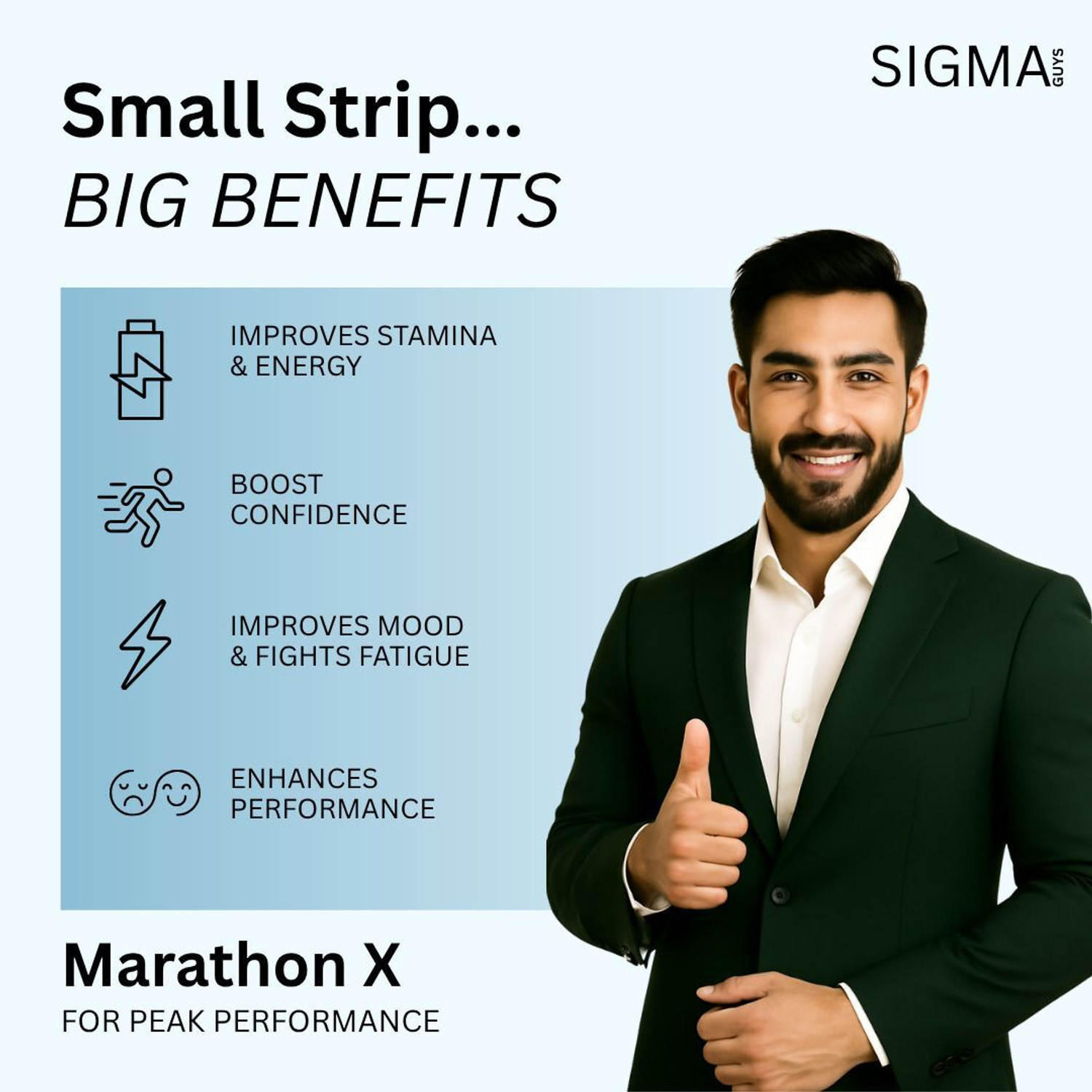 Image of SIGMA GUYS Marathon X Melts Helps Increase Performance & Strength For Men (24 x 50 mg)
