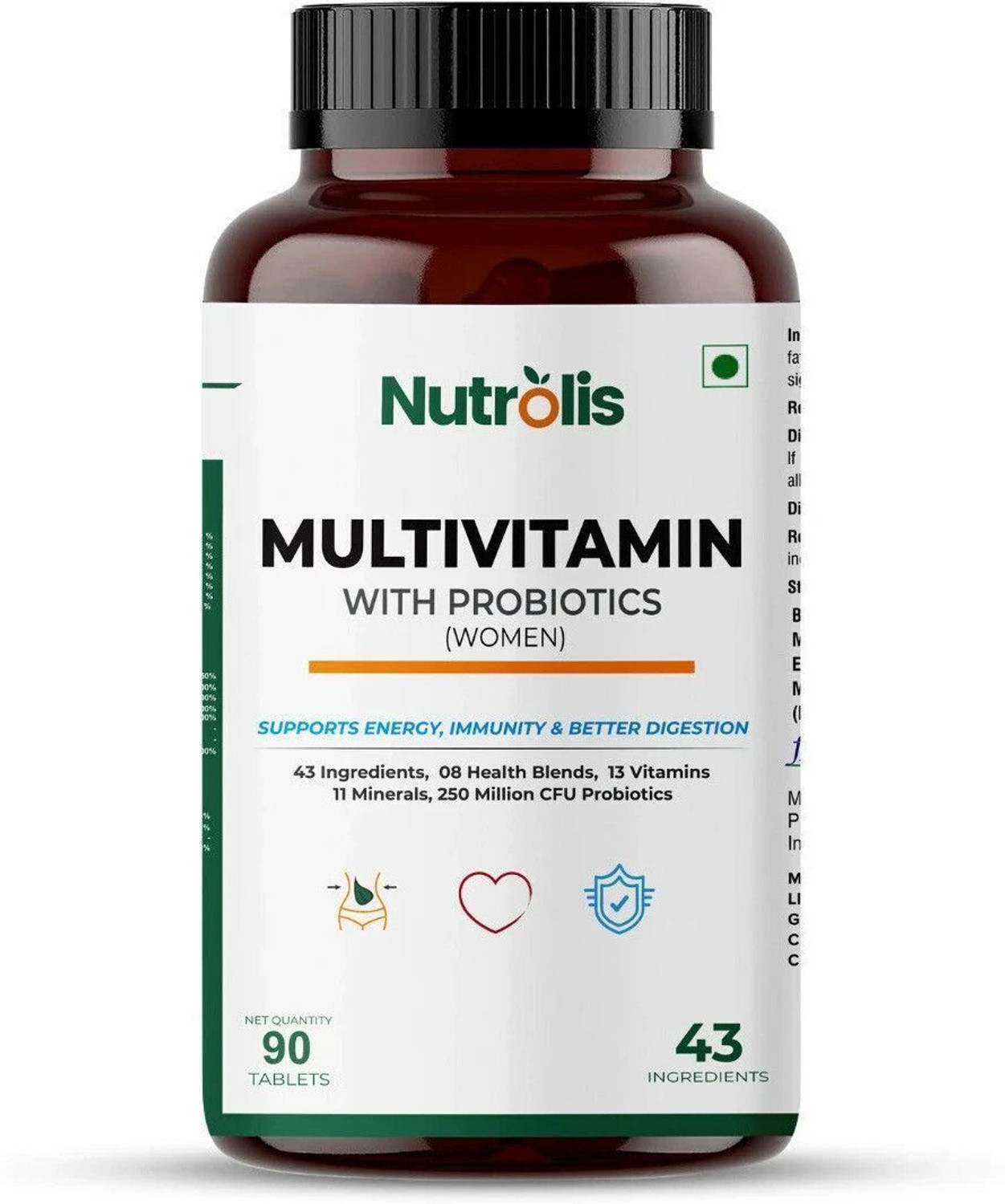 Image of Nutrolis Multivitamin for Women with Biotin & Calcium - For Hair, Skin, and Bone Support (90 Tablets)