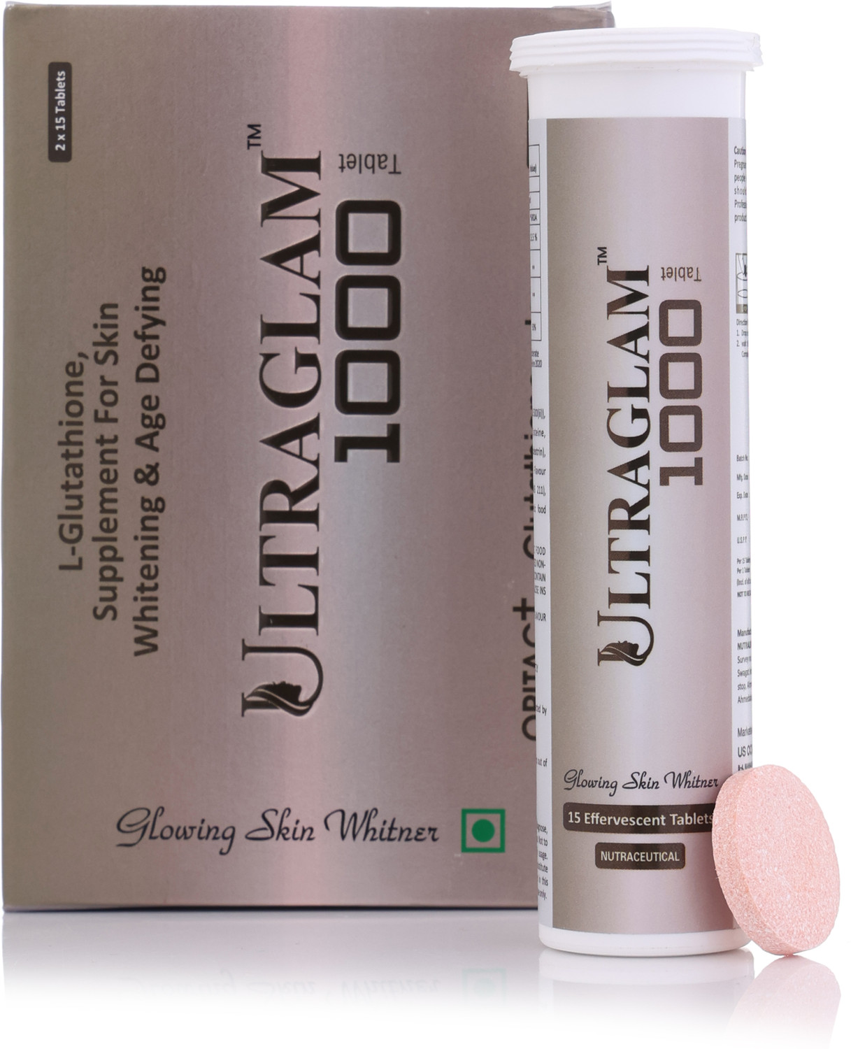 Image of ULTRAGLAM 1000 Glutathione Effervescent Tablets for Skin Whitening & Anti-Aging 15 Tablets (2 x 15 Tablets)