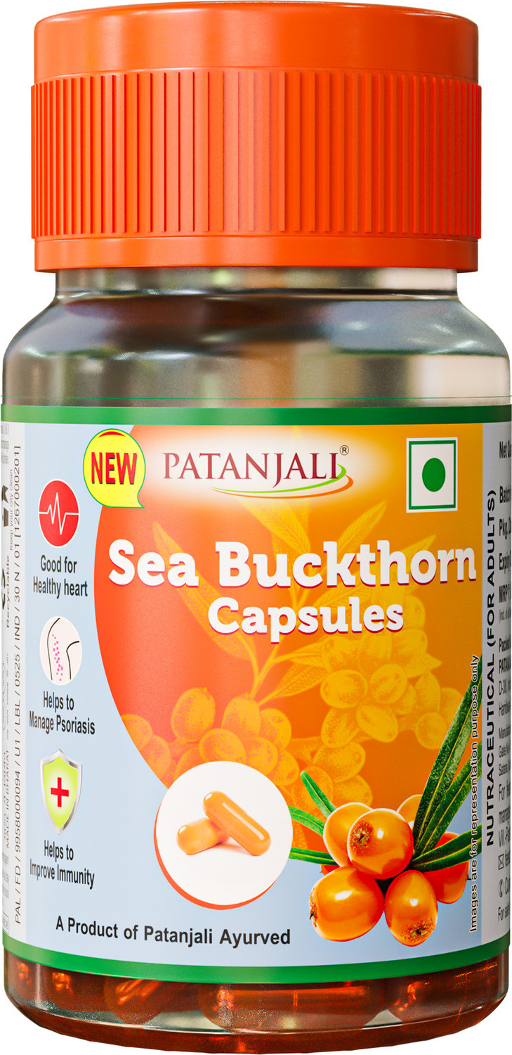 Image of Dr.Vedic Sea Buckthorn Berry 500mg Capsules | Vegan Omega 3, 6, 7 & 9 (60 Capsules)
