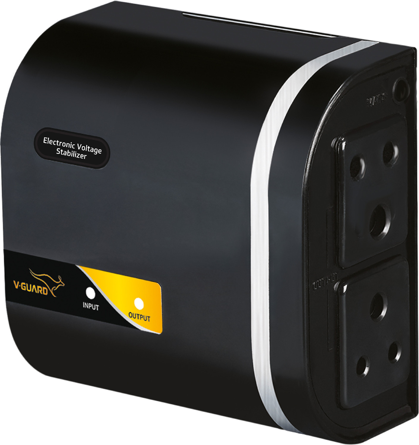 Image of JUSTECH V | Guard MINI CRYSTAL VOLTAGE STABILIZER (90 V-290 V)Set Top Box + Home Theatre System | 1.3 Ampere Capacity (Black)