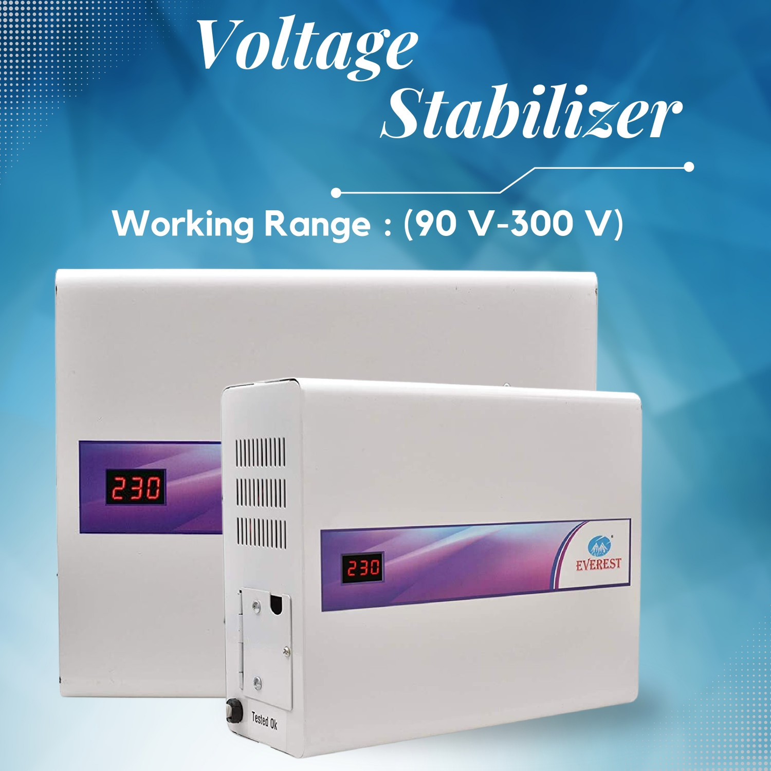 Image of EVEREST 5 KVA Triple Booster Wall Mountable Upto 2.5 Ton AC Stabilizer (Working Range : 90 V-300 V) (White)