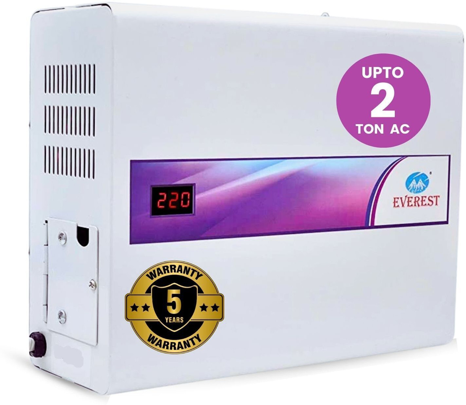 Image of EVEREST 5 KVA Triple Booster Wall Mountable Upto 2.5 Ton AC Stabilizer (Working Range : 90 V-300 V) (White)
