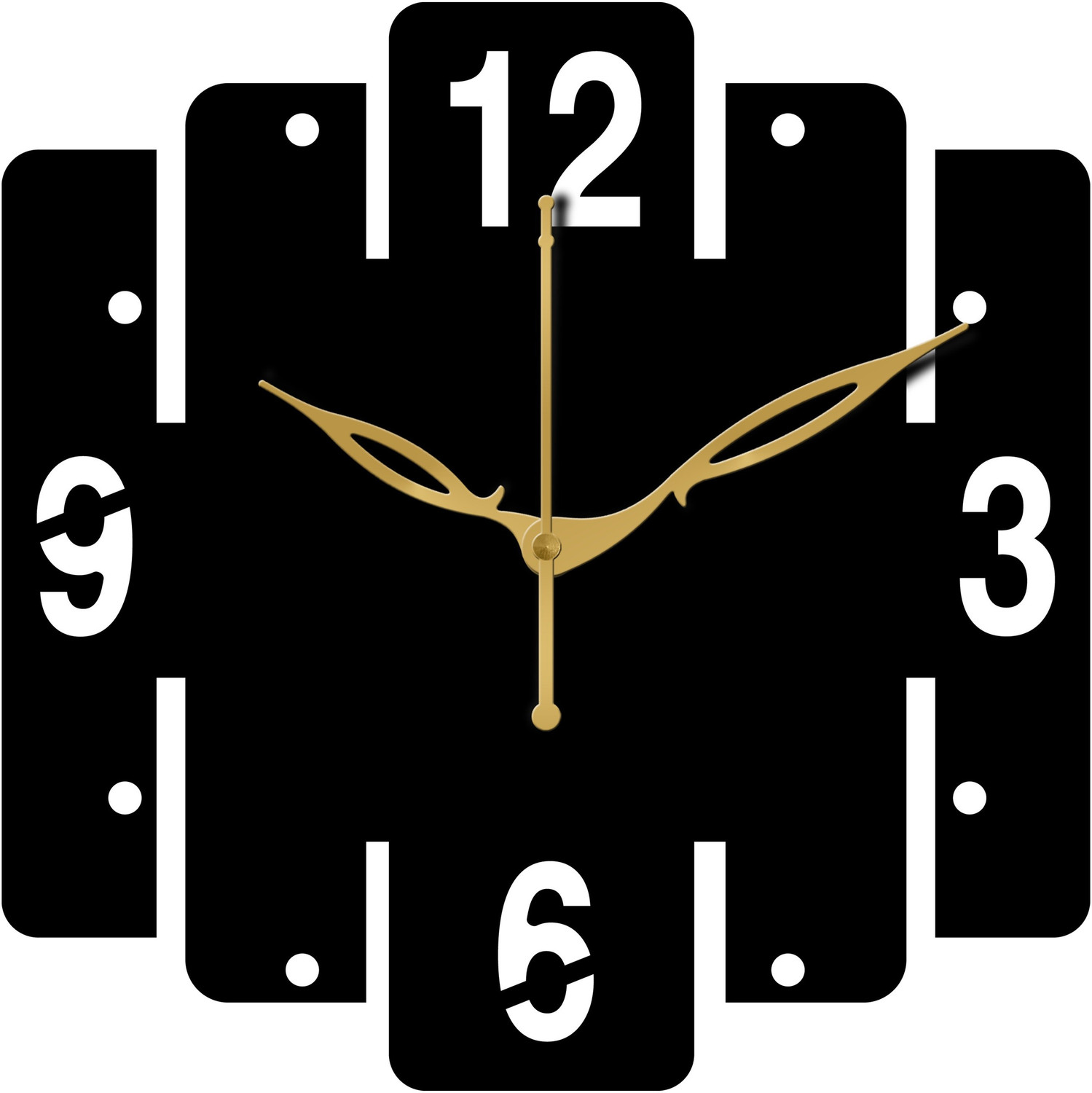 Image of Icon Quartz Analog 25 cm X 25 cm Wall Clock (Black, With Glass, Standard)