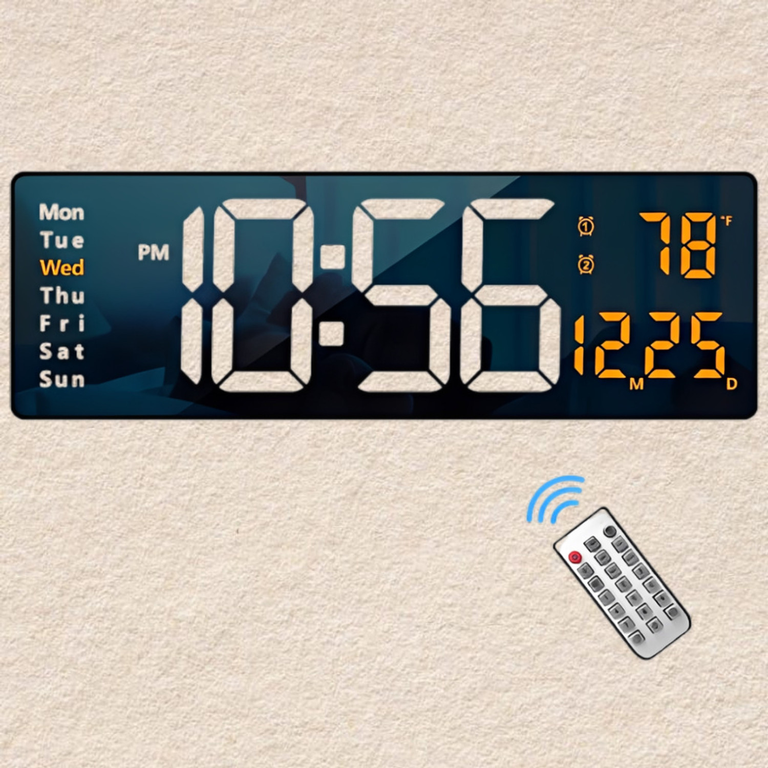 Image of VYATIRANG Digital 12 cm X 38 cm Wall Clock (Black, Without Glass, Standard)