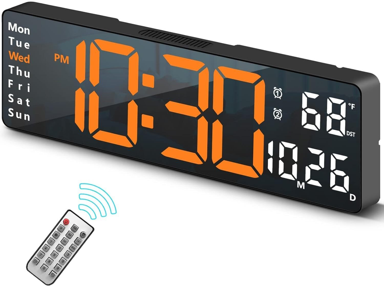 Image of VYATIRANG Digital 12 cm X 38 cm Wall Clock (Black, Without Glass, Standard)