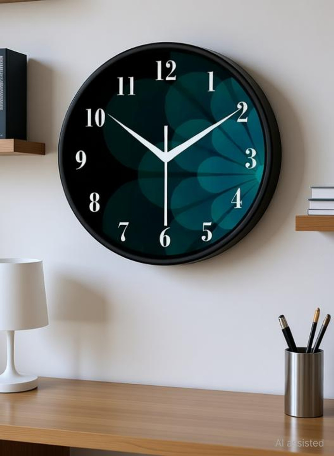 Image of Auromin Analog 30 cm X 30 cm Wall Clock (Light Green, With Glass, Standard)