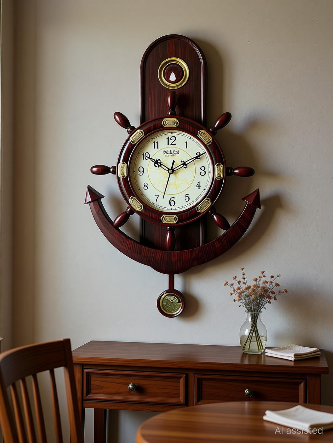 A&A Plaza Pendulum Wall Clock Analog 36 cm X 32 cm Wall Clock - Image 1