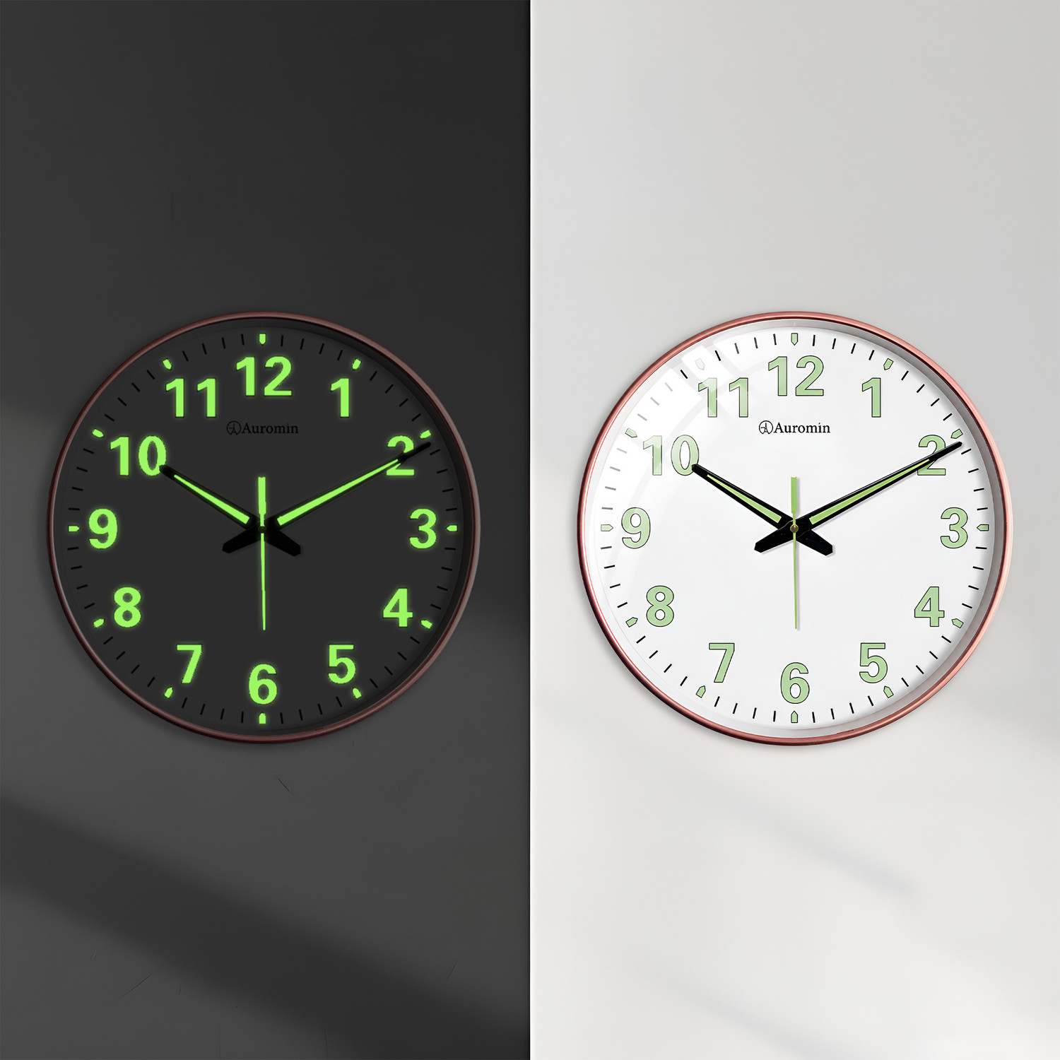 Image of TRUSPACE Analog 45 cm X 30 cm Wall Clock (White, Gold, Grey, With Glass, Standard)
