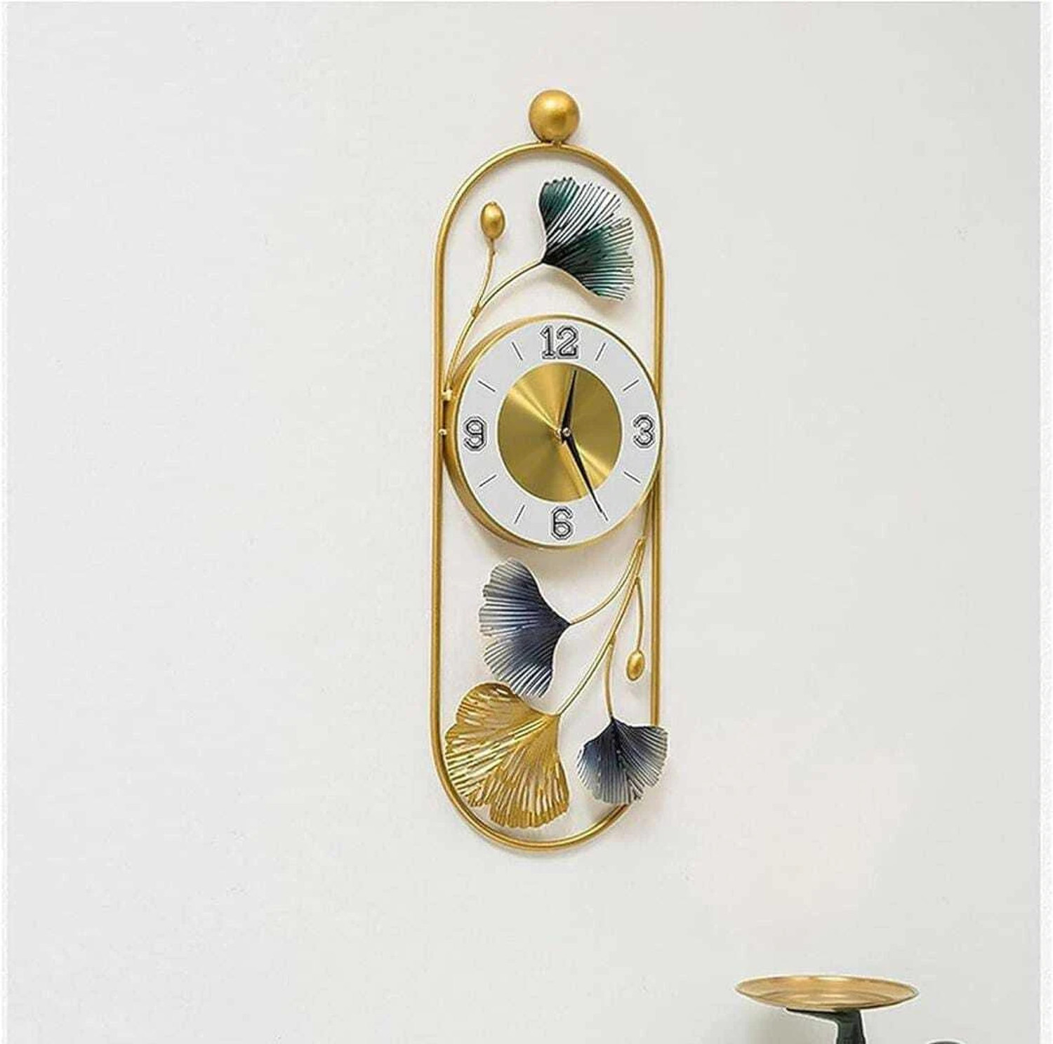 Image of VMSR Analog 41 cm X 80 cm Wall Clock (Blue, Gold, Without Glass, Standard)