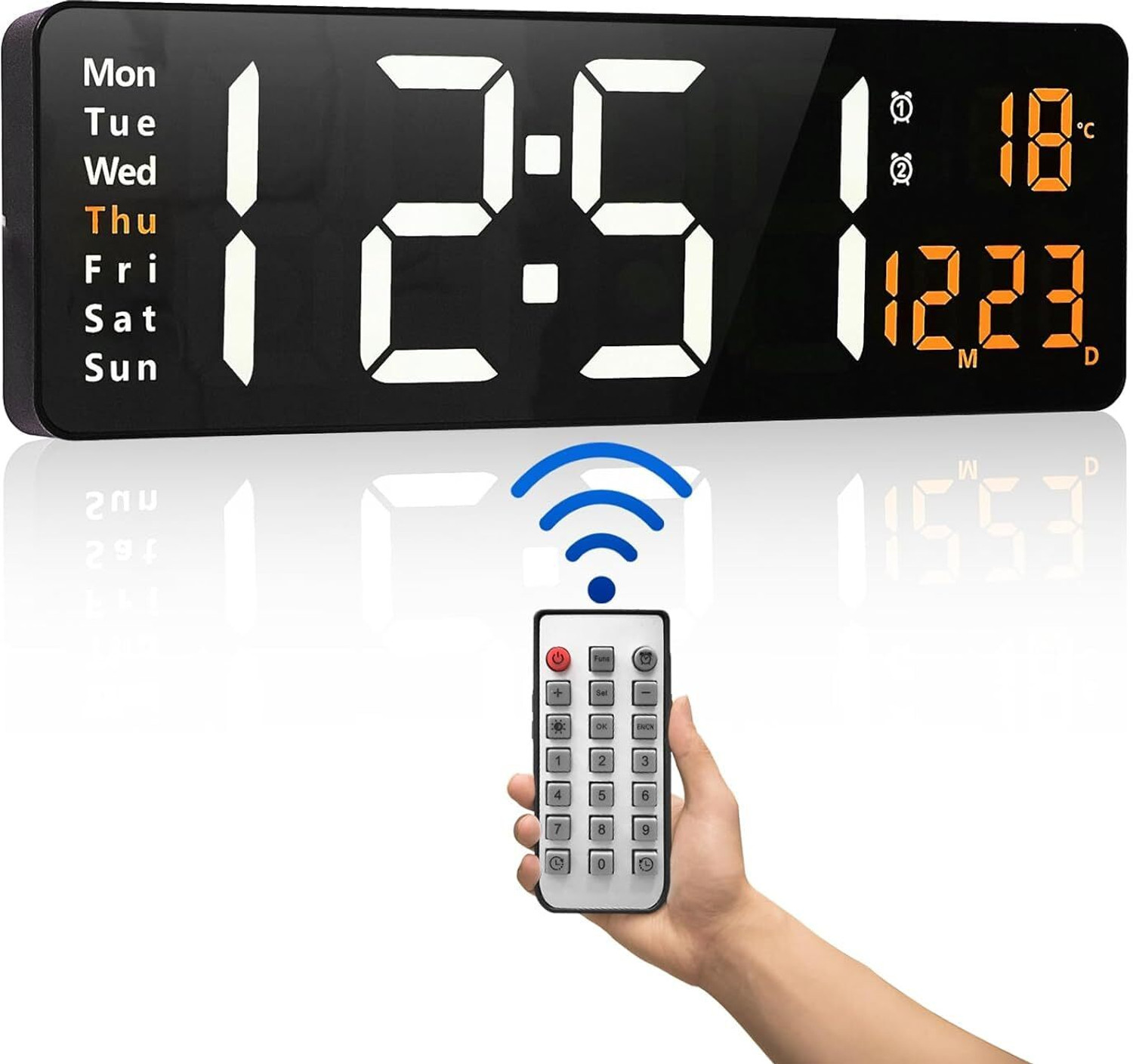 Image of VYATIRANG Digital 12 cm X 38 cm Wall Clock (Black, Without Glass, Standard)