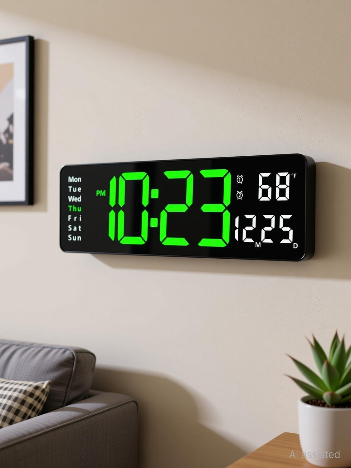 Image of VYATIRANG Digital 12 cm X 38 cm Wall Clock (Black, Without Glass, Standard)