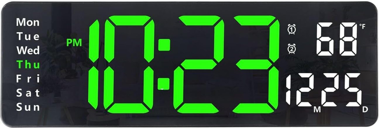 Image of VYATIRANG Digital 12 cm X 38 cm Wall Clock (Black, Without Glass, Standard)