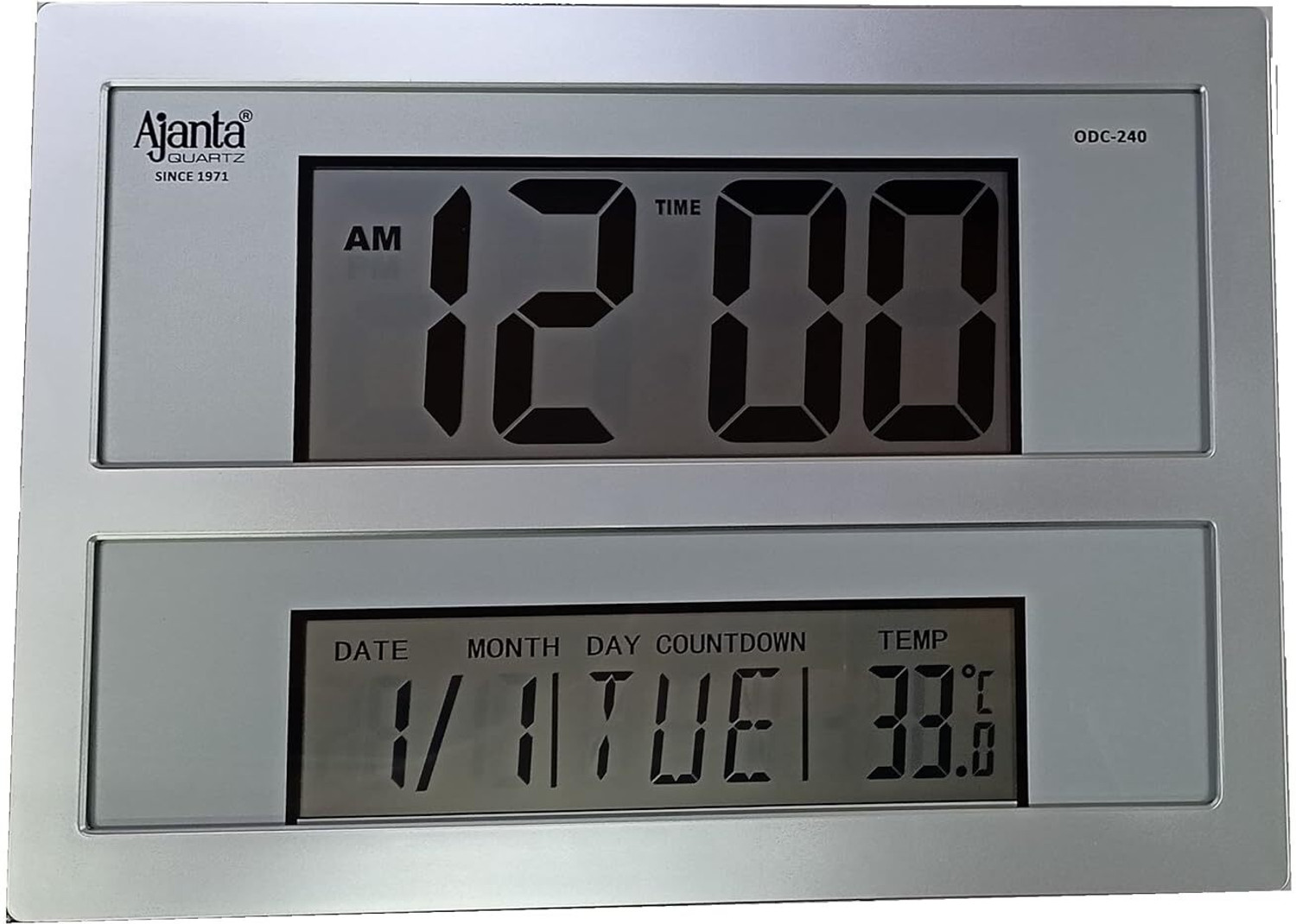 AJANTA 30cm X 24.5cm Silver Wall Clock - Image 1