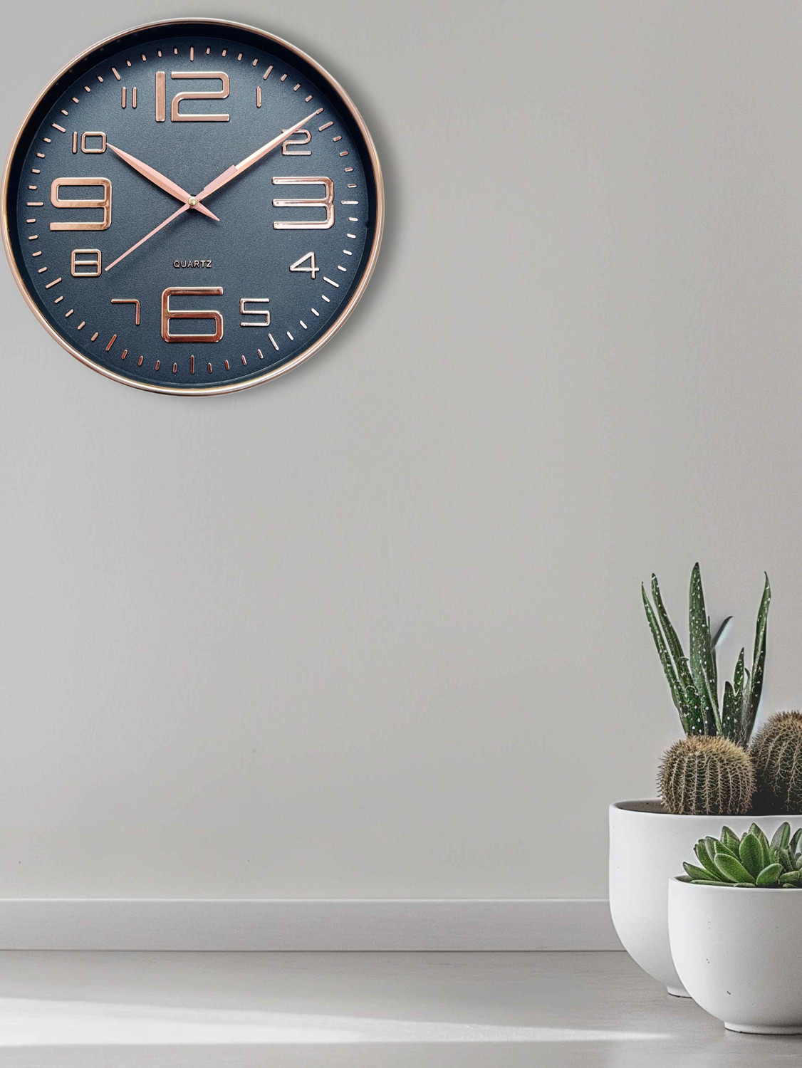 Image of Icon Quartz Analog 25 cm X 25 cm Wall Clock (Black, With Glass, Standard)