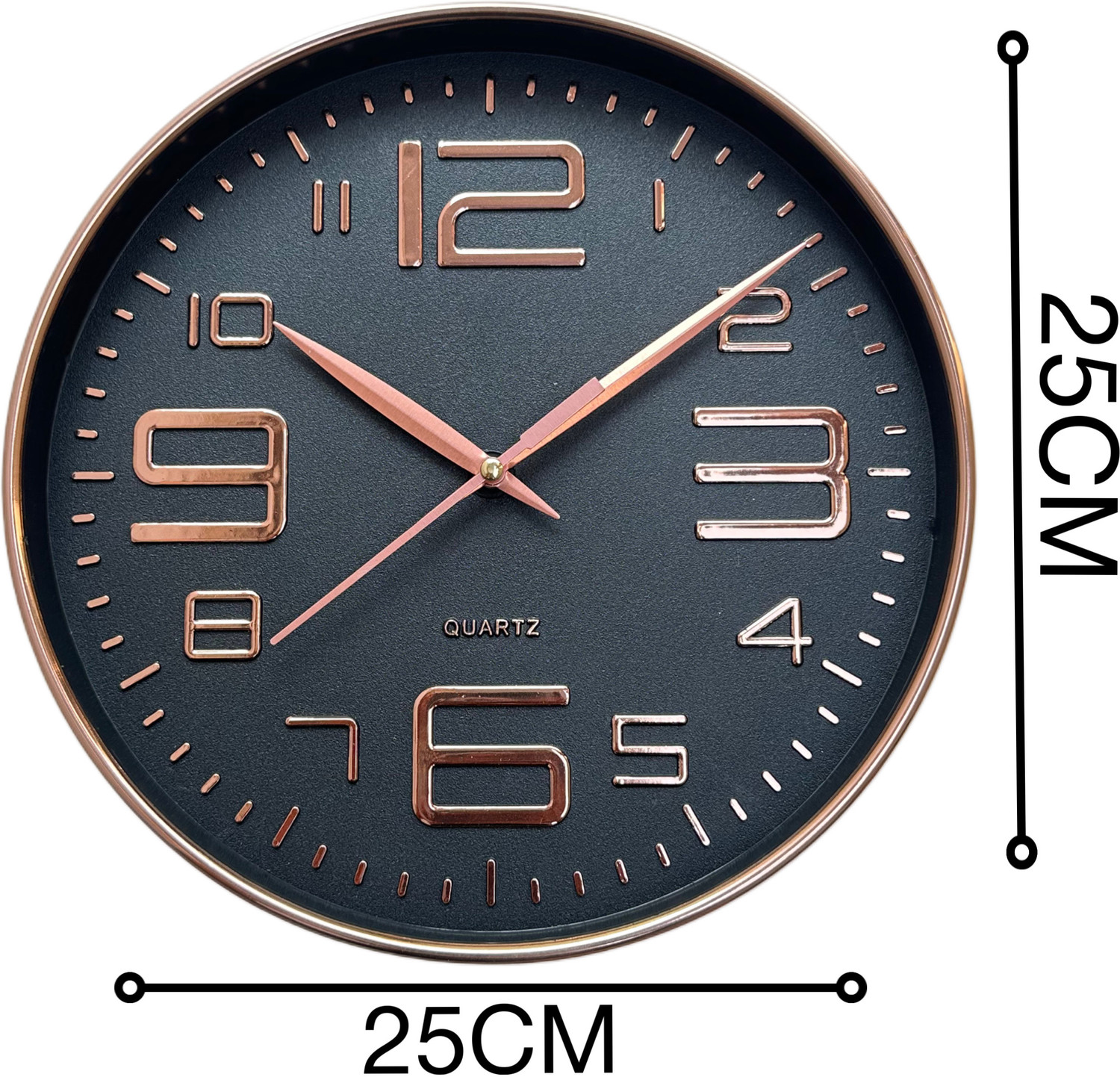 Image of Icon Quartz Analog 25 cm X 25 cm Wall Clock (Black, With Glass, Standard)