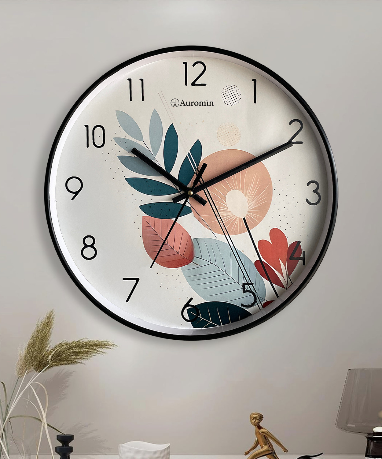 Image of Auromin Analog 30 cm X 30 cm Wall Clock (Light Green, With Glass, Standard)