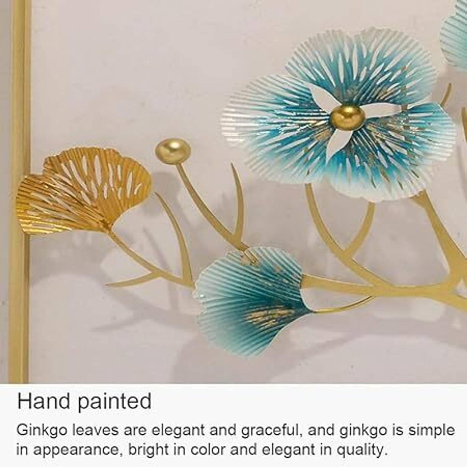Image of TAHandicrafts 3D Ginkgo Leaves and Deer Metal Wall Art Decor, Handmade Wall Hanging Sculpture 3D Painting 50 inch x 20 inch Painting (With Frame, Pack of 3)