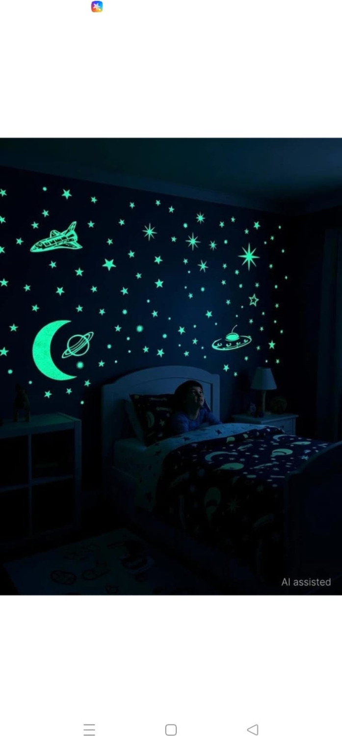 Image of jayp enterprises 30 cm Galaxy of Stars with Decorative Moon Radium Night Glow wall stickers kids Gift Glow in the Dark Sticker (Pack of 400)
