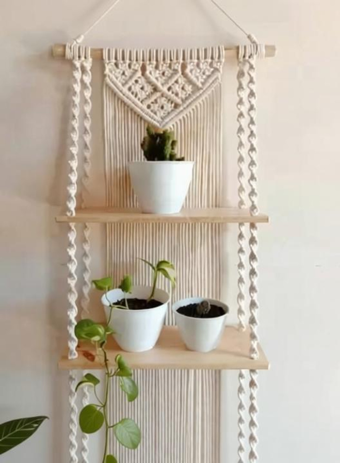 ZAWI Craft Macrame Wall Hanging Shelf (MADE IN INDIA). Wooden Wall Shelf Price in...