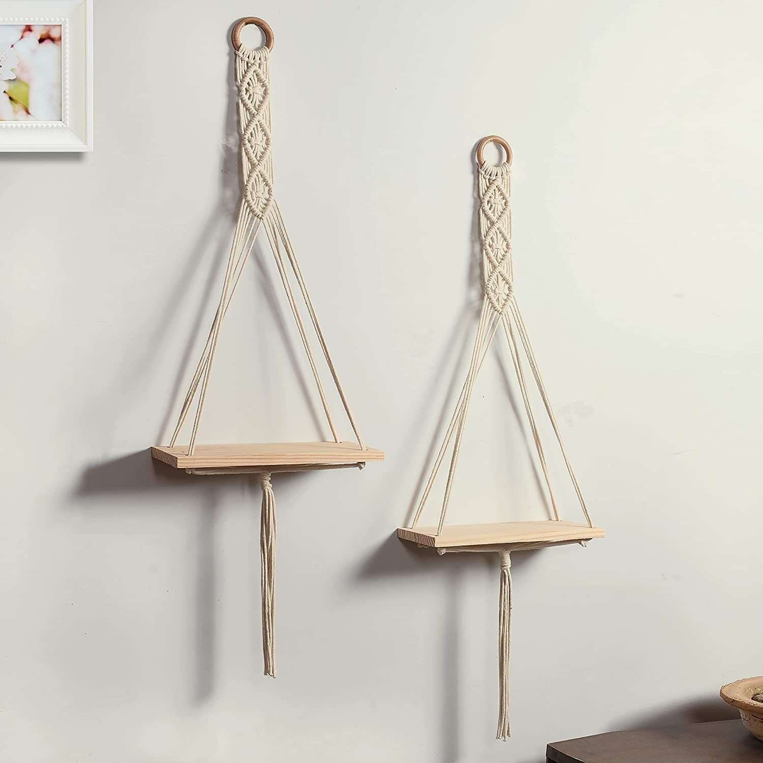 Image of JANAKI SHOP Wooden Wall Shelf (Number of Shelves - 2, White)