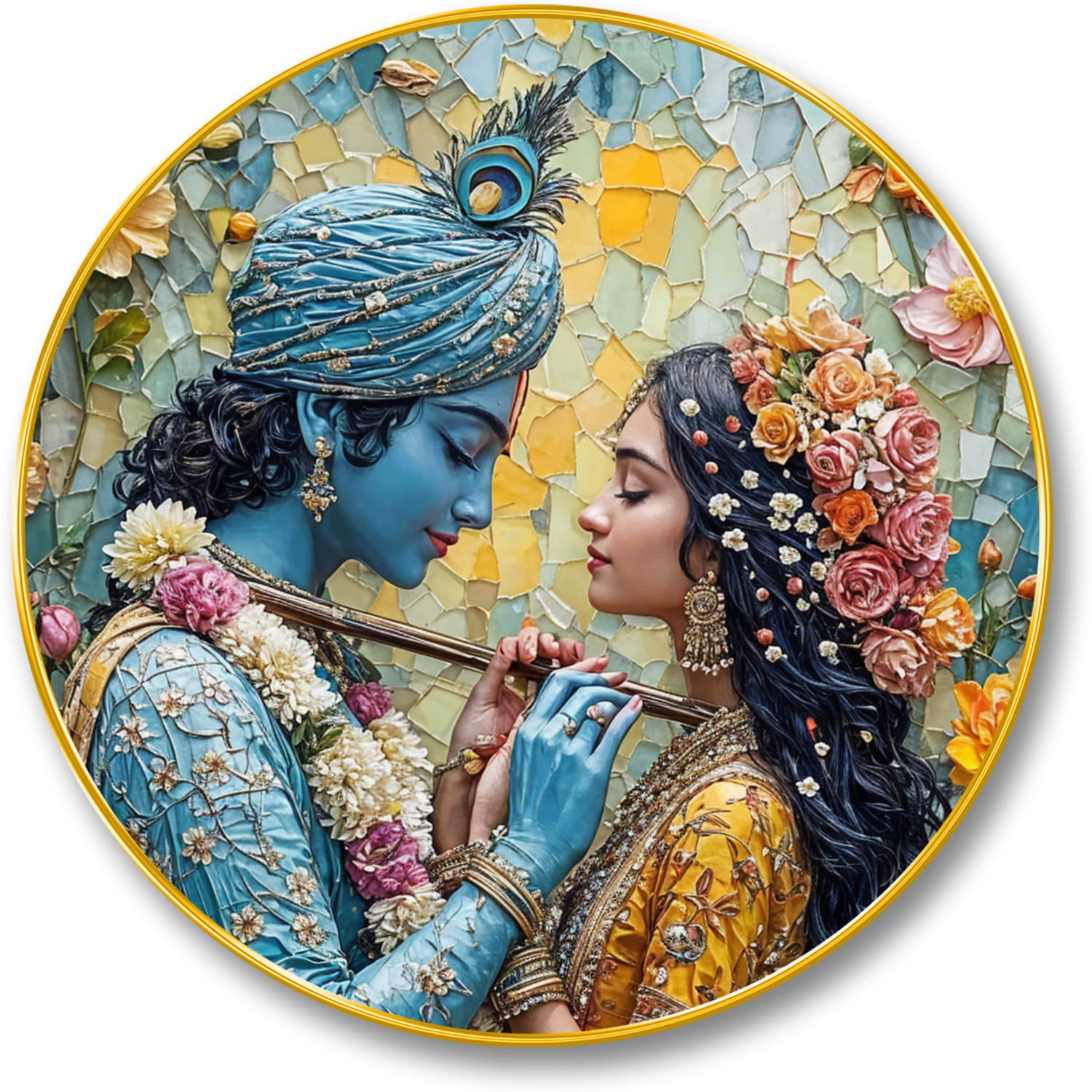 Image of Heritagecrafts Crystal Radha Photo With Golden Strip Digital Reprint 12 inch x 18 inch Painting (Without Frame)