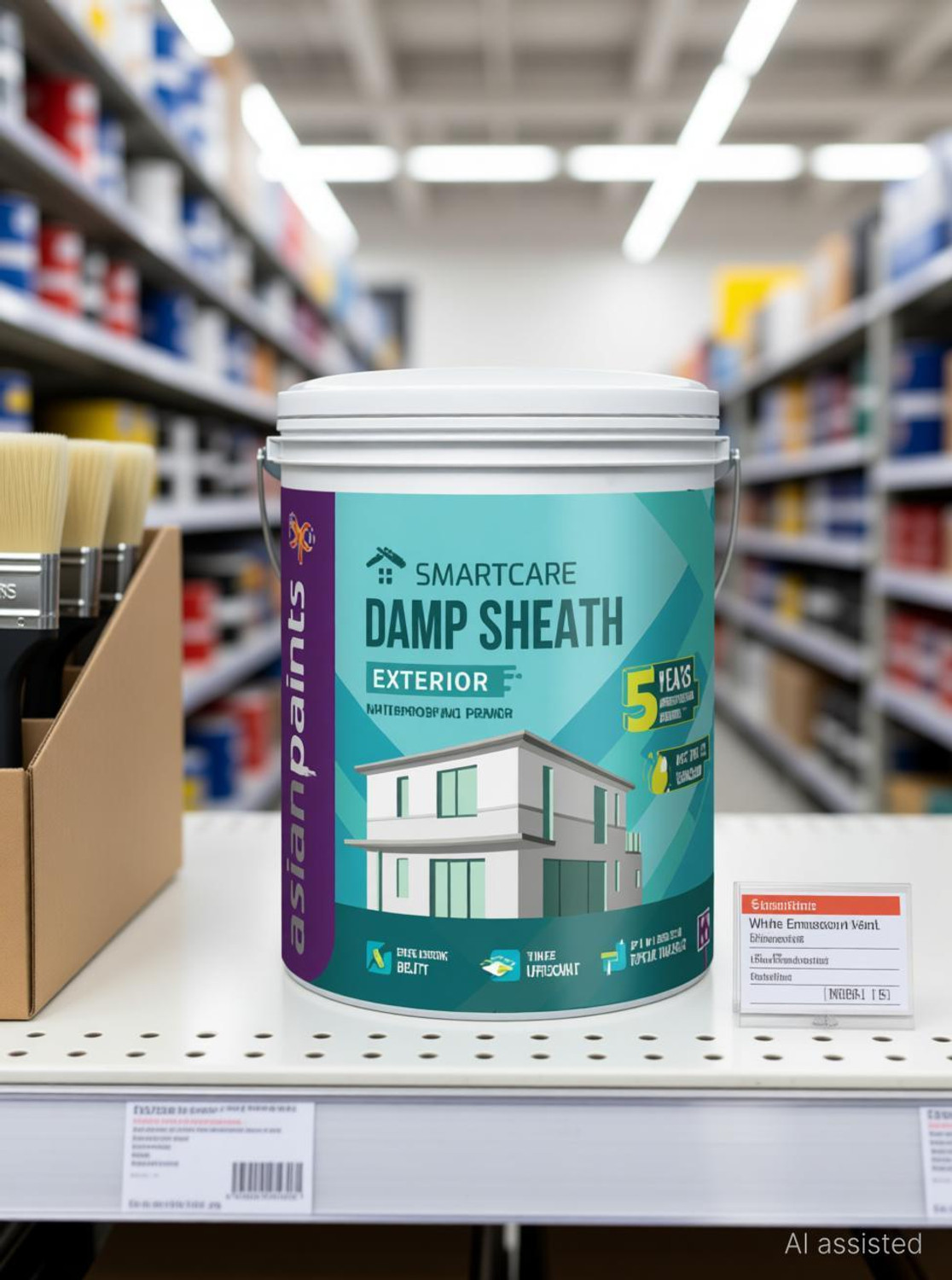 Image of Asian Paints DAMP SHEATH EXTERIOR 1L White Emulsion Wall Paint (1 L)