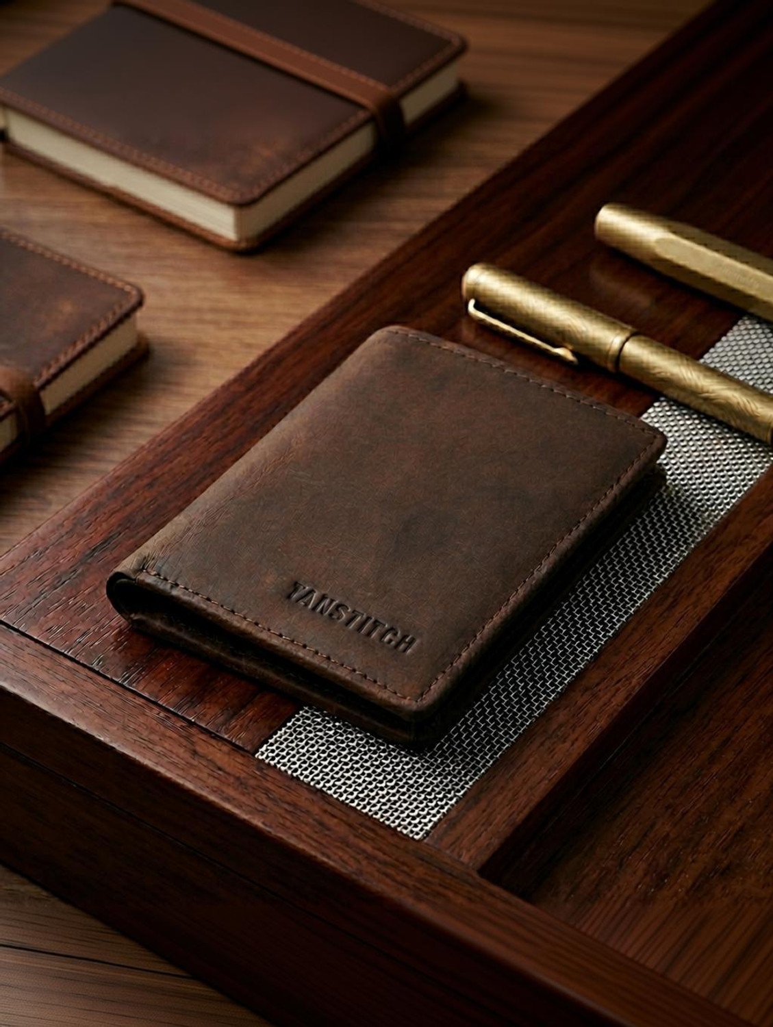 TANSTITCH Brown Leather RFID Card Holder - Image 1