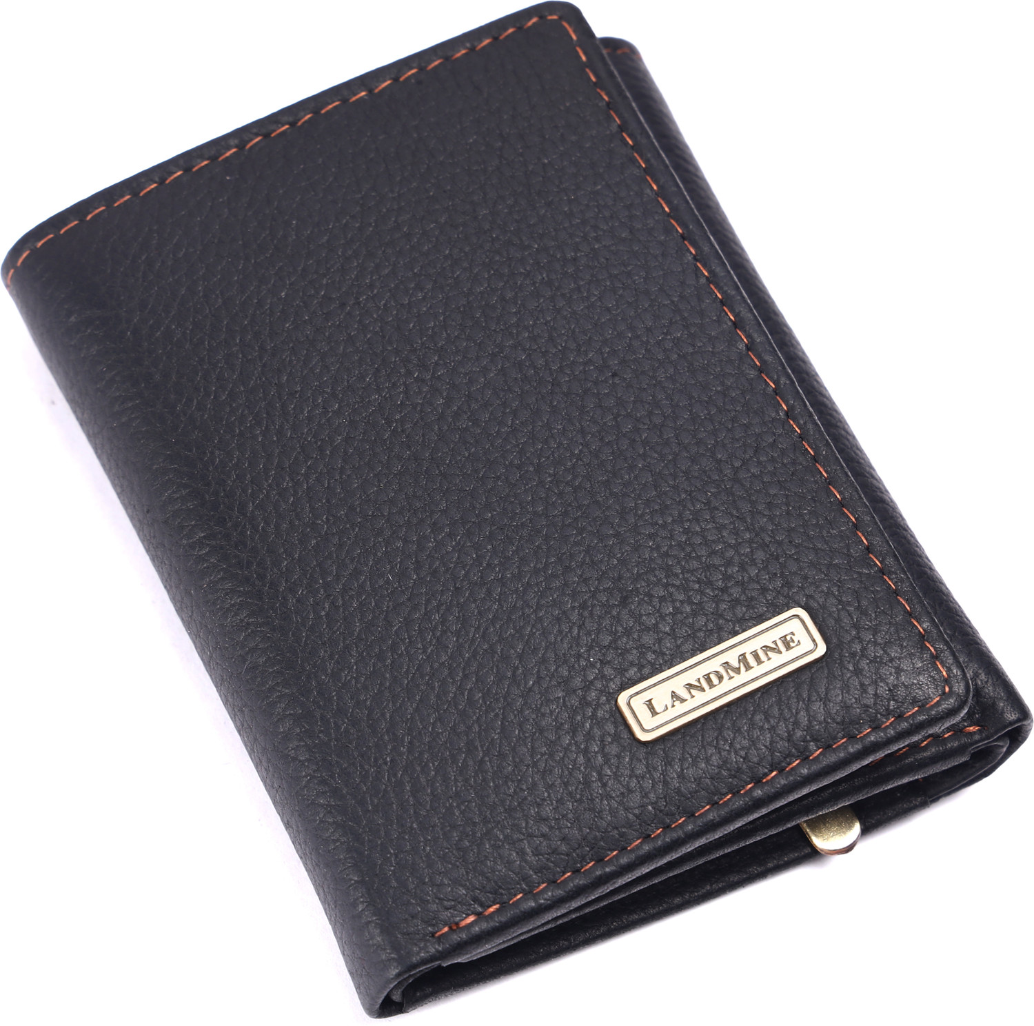 Image of Landmine Men Trendy, Formal Black Genuine Leather RFID Wallet (7 Card Slots)