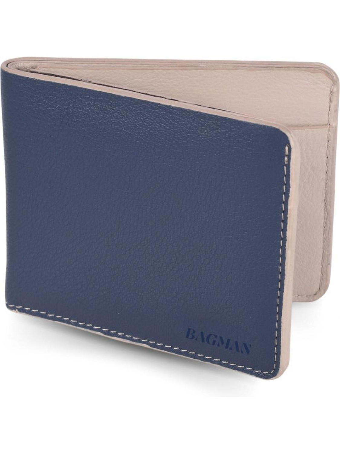 BAGMAN Men Casual Blue Leather RFID Wallet - Image 1