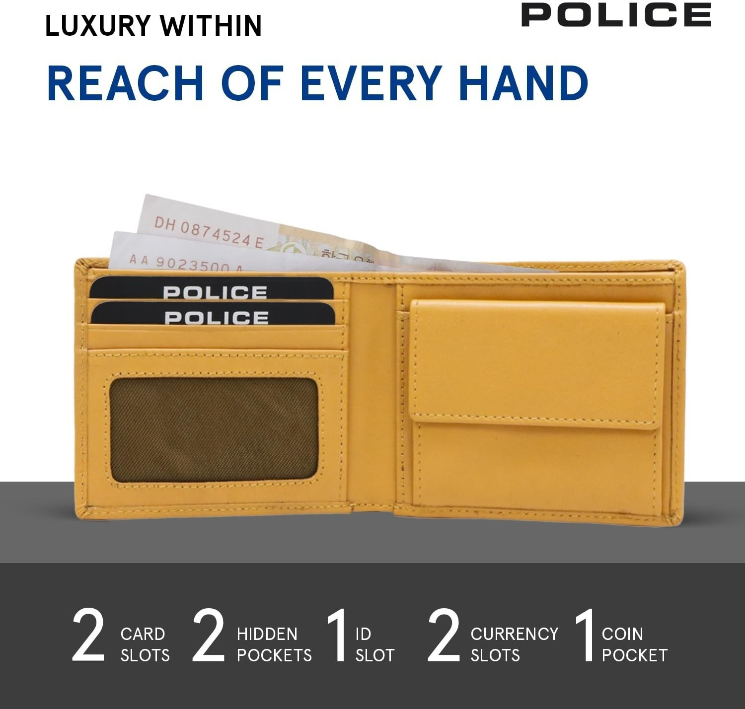 Image of Police Men Black Genuine Leather Card Holder (6 Card Slots)