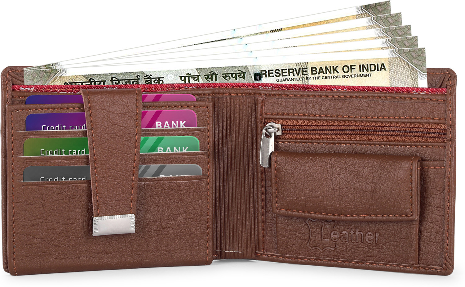 Image of BeUnick Men Casual, Trendy Tan Artificial Leather Wallet (11 Card Slots)