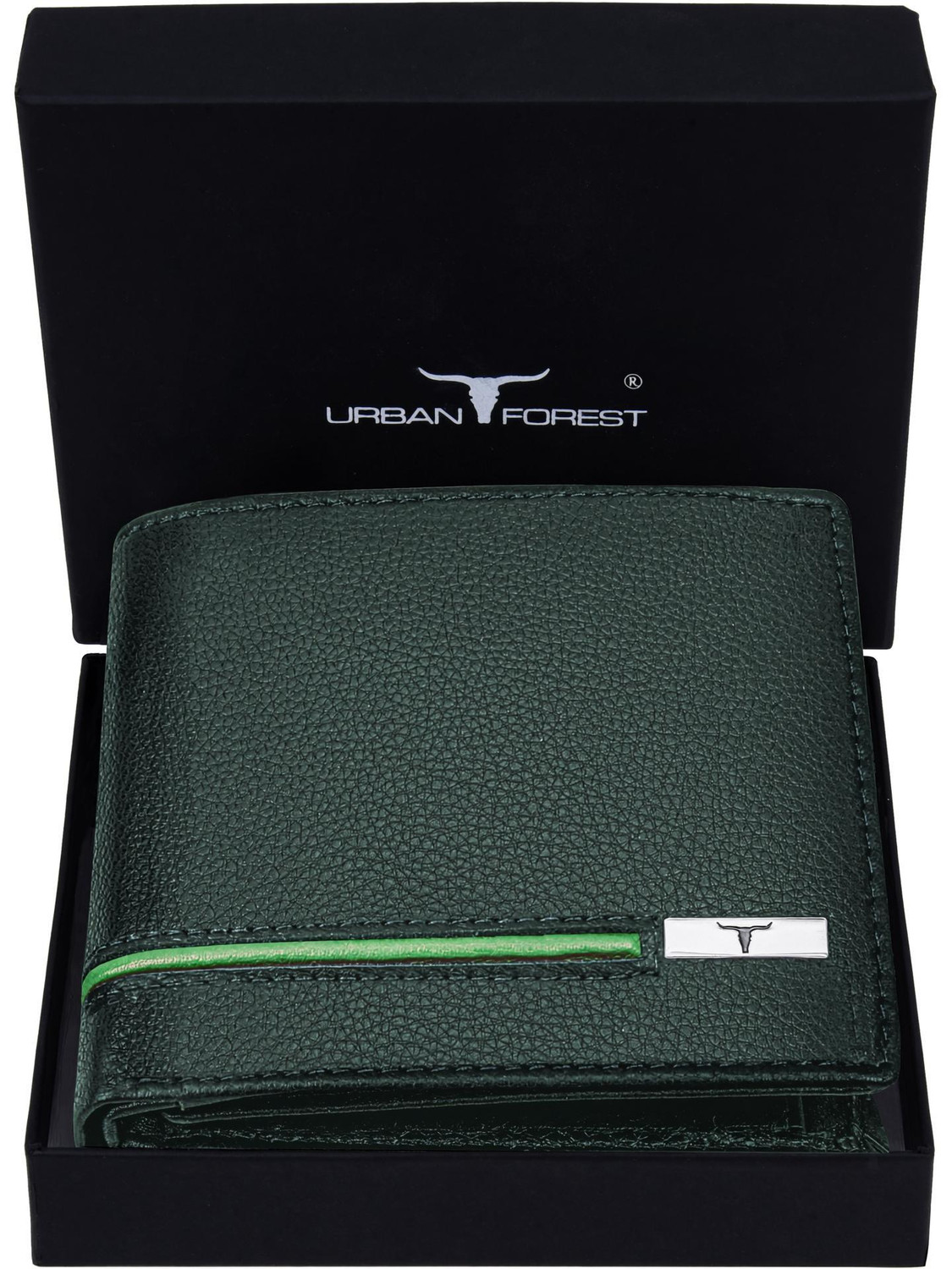 URBAN FOREST Green Leather RFID Wallet - Image 1