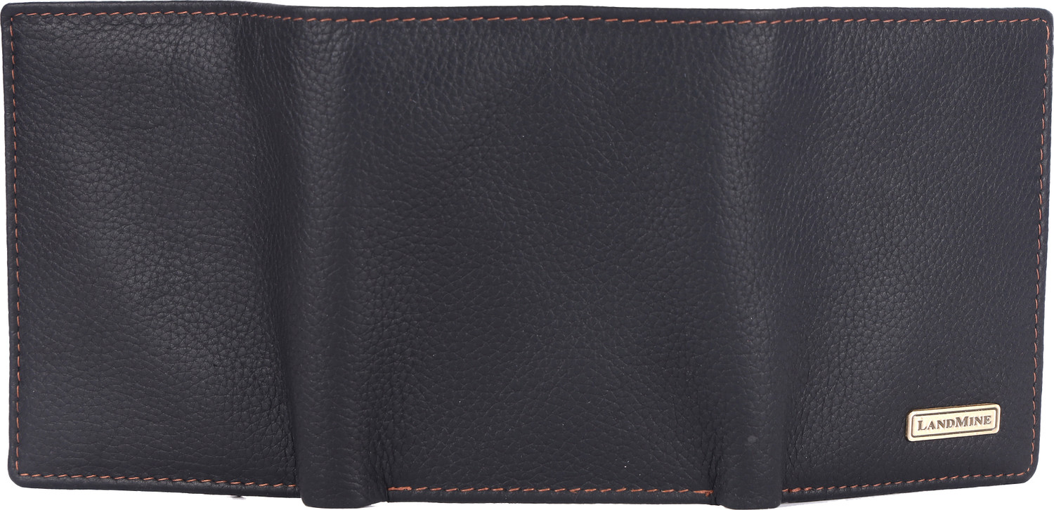 Image of Landmine Men Trendy, Formal Black Genuine Leather RFID Wallet (7 Card Slots)