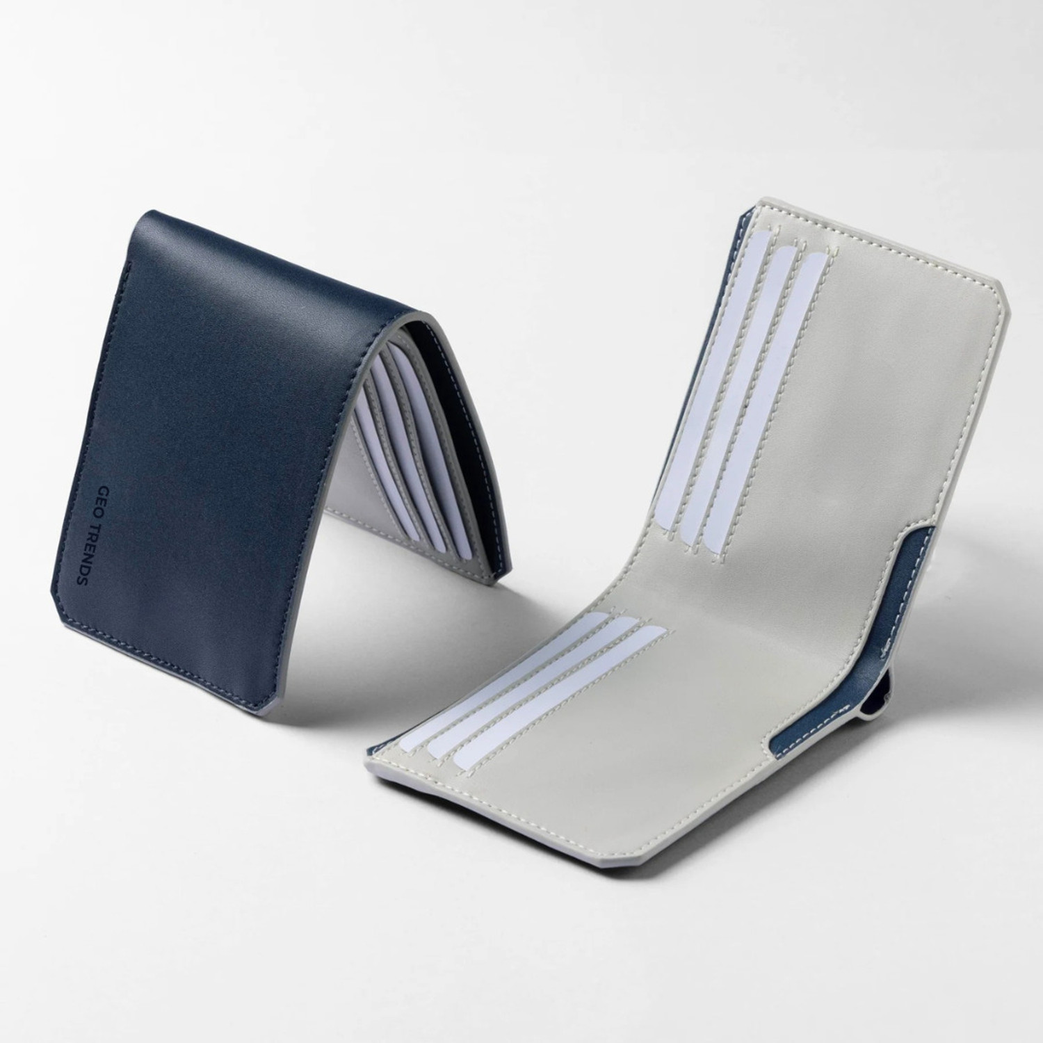 GEO TRENDS Men Blue Leather RFID Wallet - Image 1
