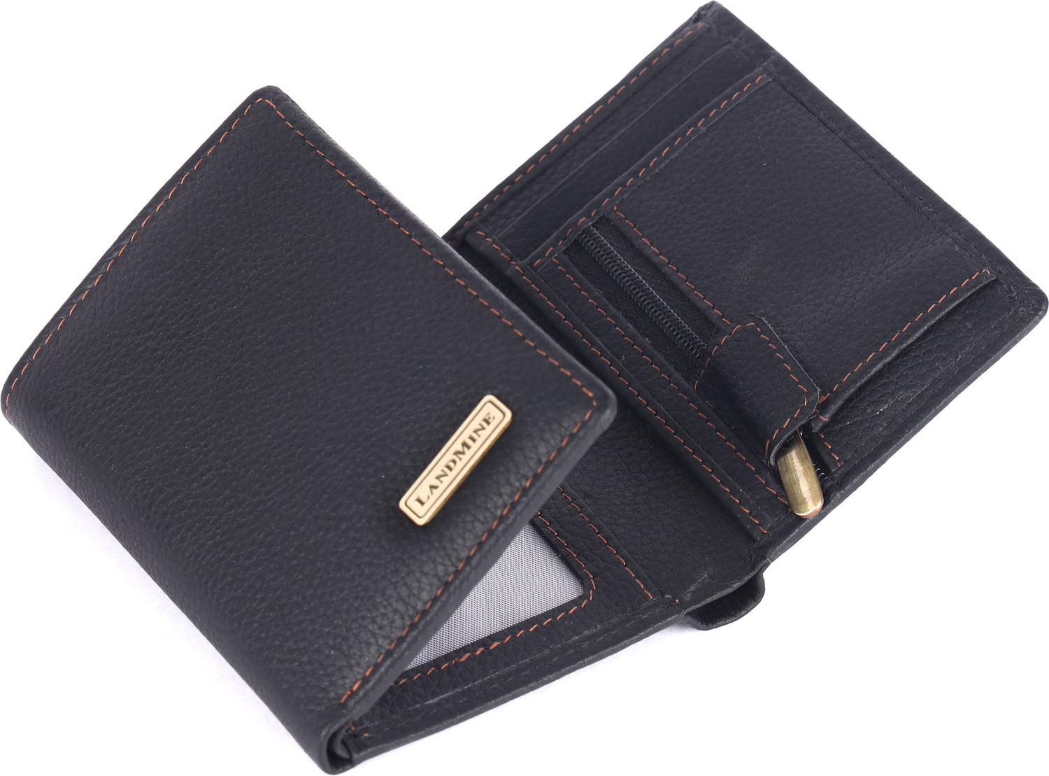 Image of Landmine Men Trendy, Formal Black Genuine Leather RFID Wallet (7 Card Slots)