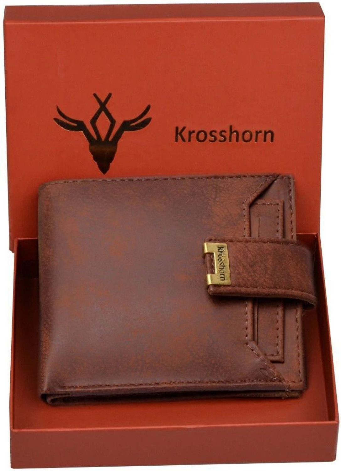 Image of Cotnis Men Formal, Ethnic, Trendy Brown Genuine Leather RFID Money Clip (8 Card Slots)