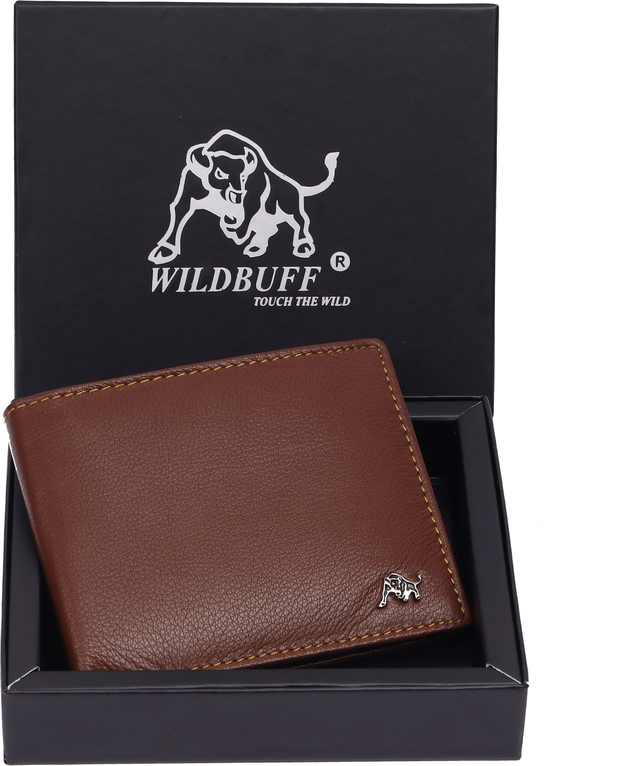 WILDBUFF Men Trendy Brown Genuine Leather Wallet