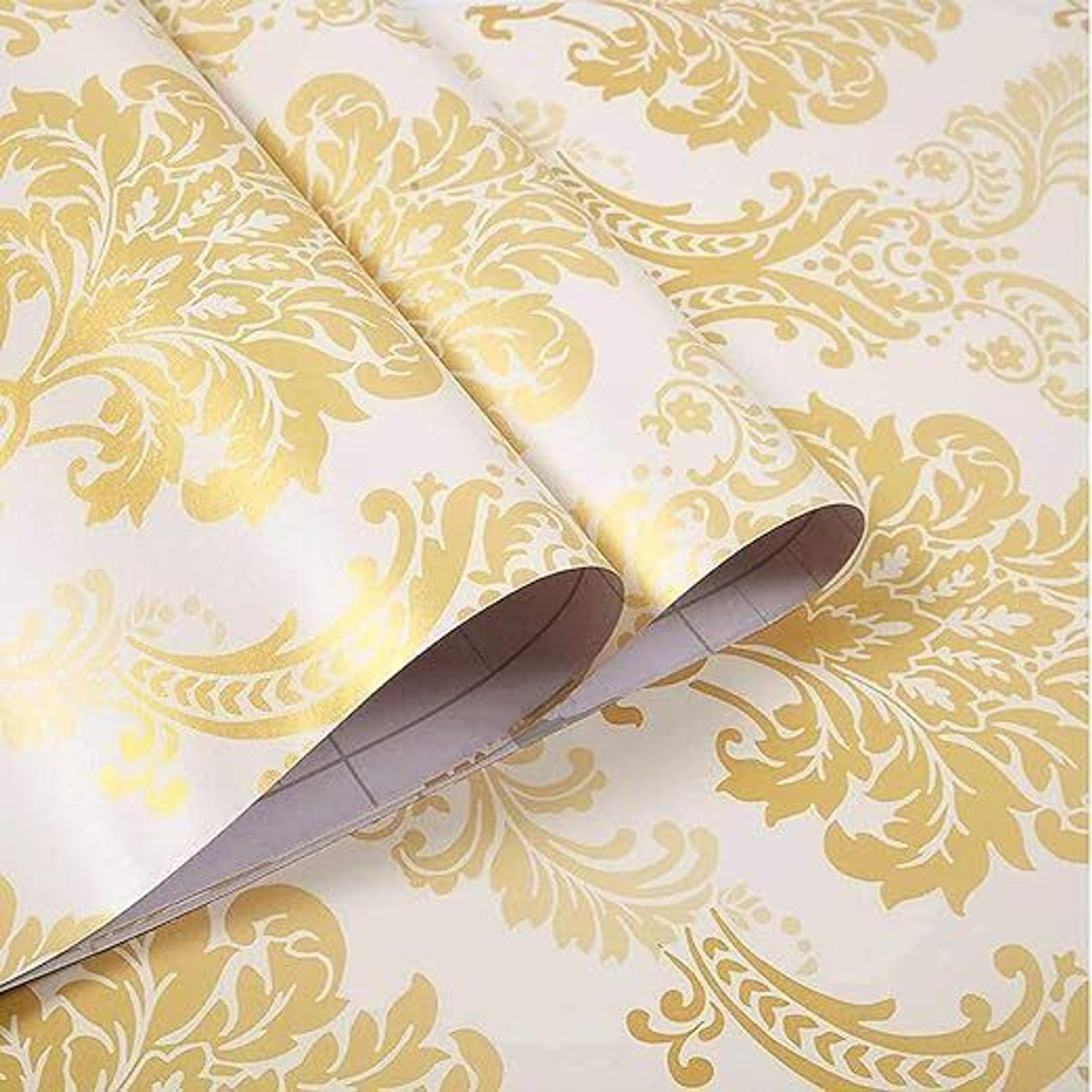 Image of yes collections 100 cm x 45 cm Waterproof Decorative Vinyl Wallpaper (White, Gold)