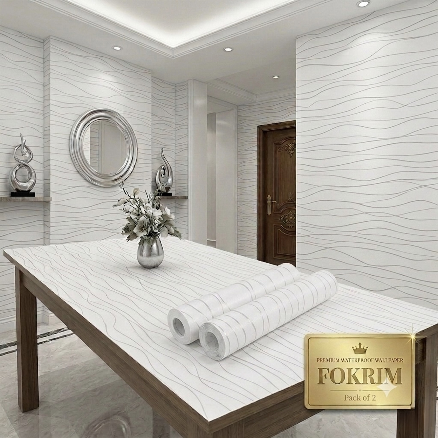 Image of FOKRIM 500 cm x 45 cm Waterproof Decorative Vinyl Wallpaper (Multicolor)