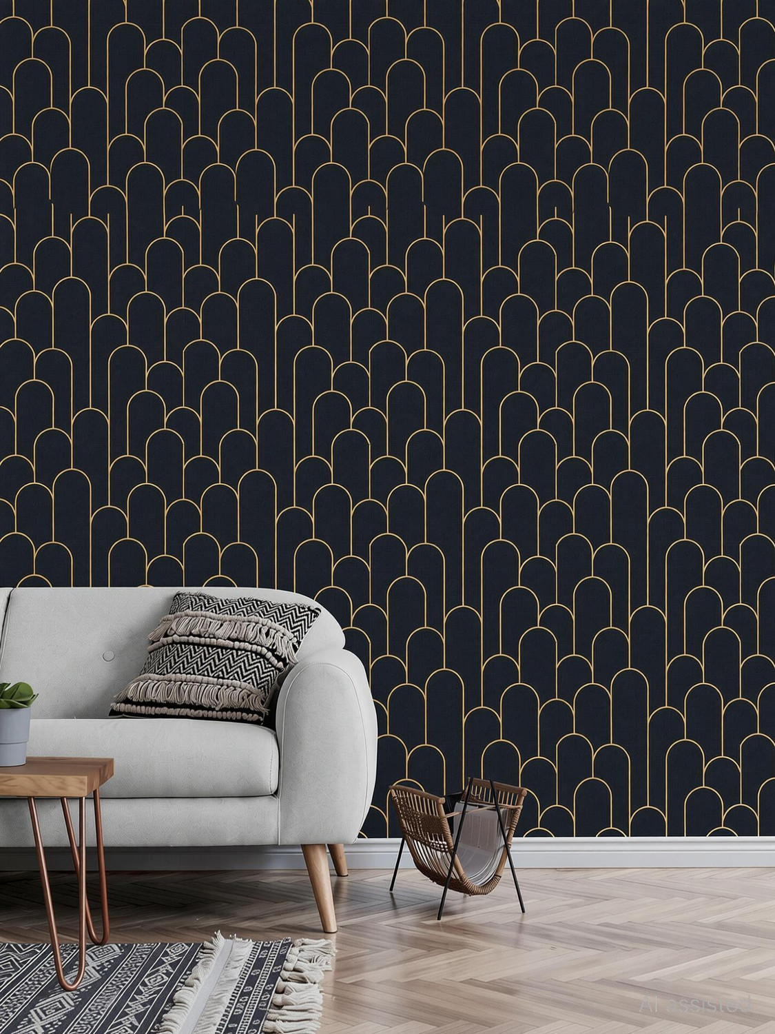 Image of FOKRIM 1000 cm x 45 cm Waterproof Decorative Vinyl Wallpaper (Black)