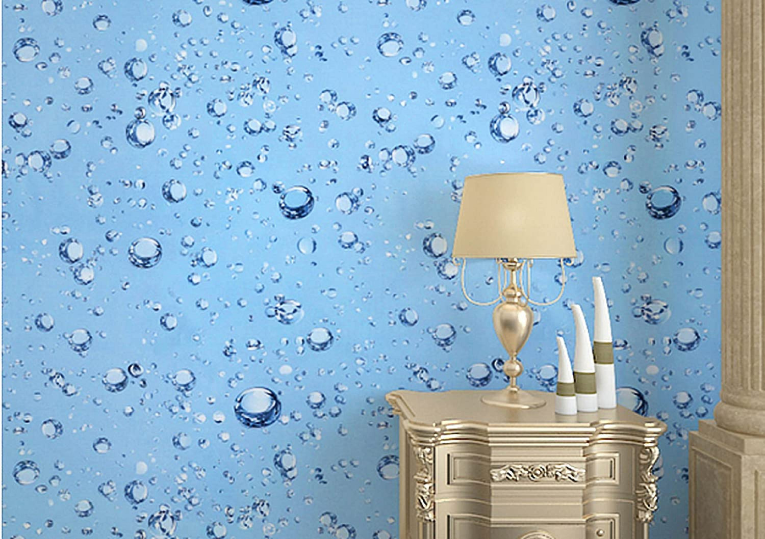 Image of VUFII 500 cm x 40 cm Waterproof Abstract Vinyl Wallpaper (Blue, Pack of 2)