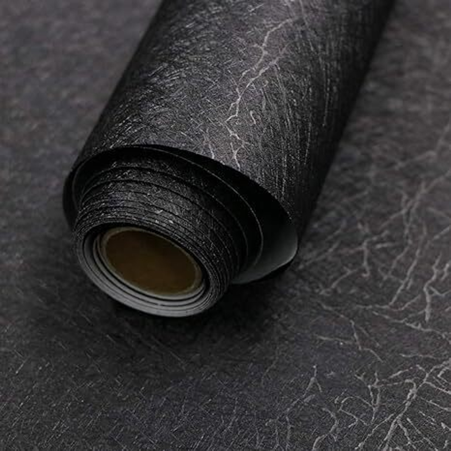 Image of Horlite 60 cm x 200 cm Waterproof Abstract Vinyl Wallpaper (Black, Pack of 2)