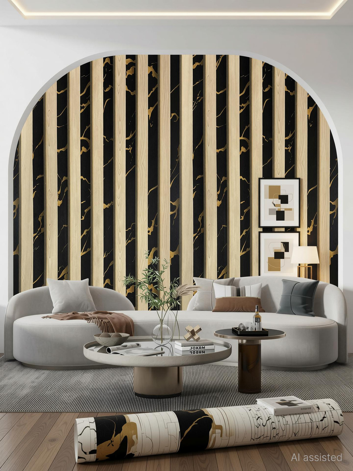 Image of FOKRIM 500 cm x 45 cm Waterproof Decorative Vinyl Wallpaper (Multicolor)