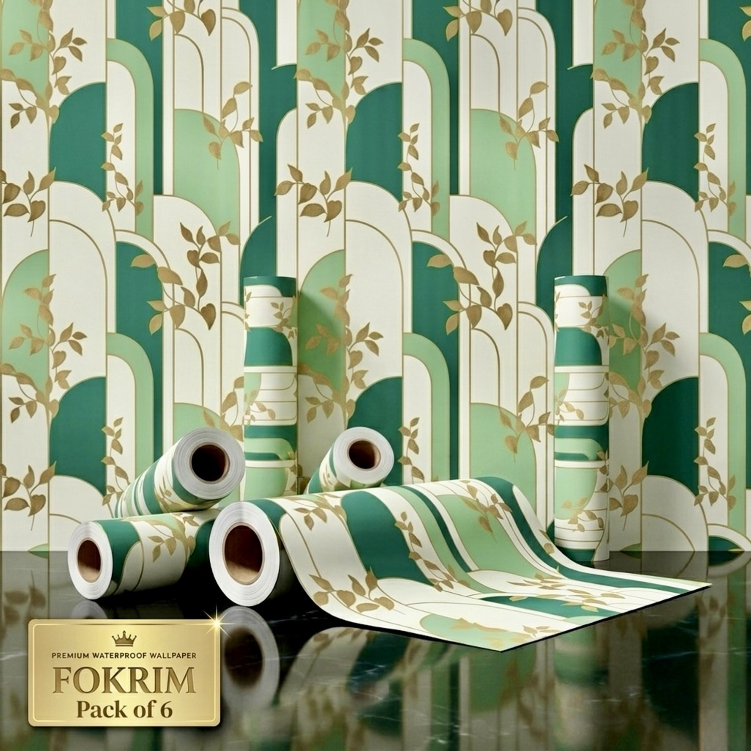 Image of KAAF 1000 cm x 45 cm Waterproof Floral & Botanical Vinyl Wallpaper (Multicolor)