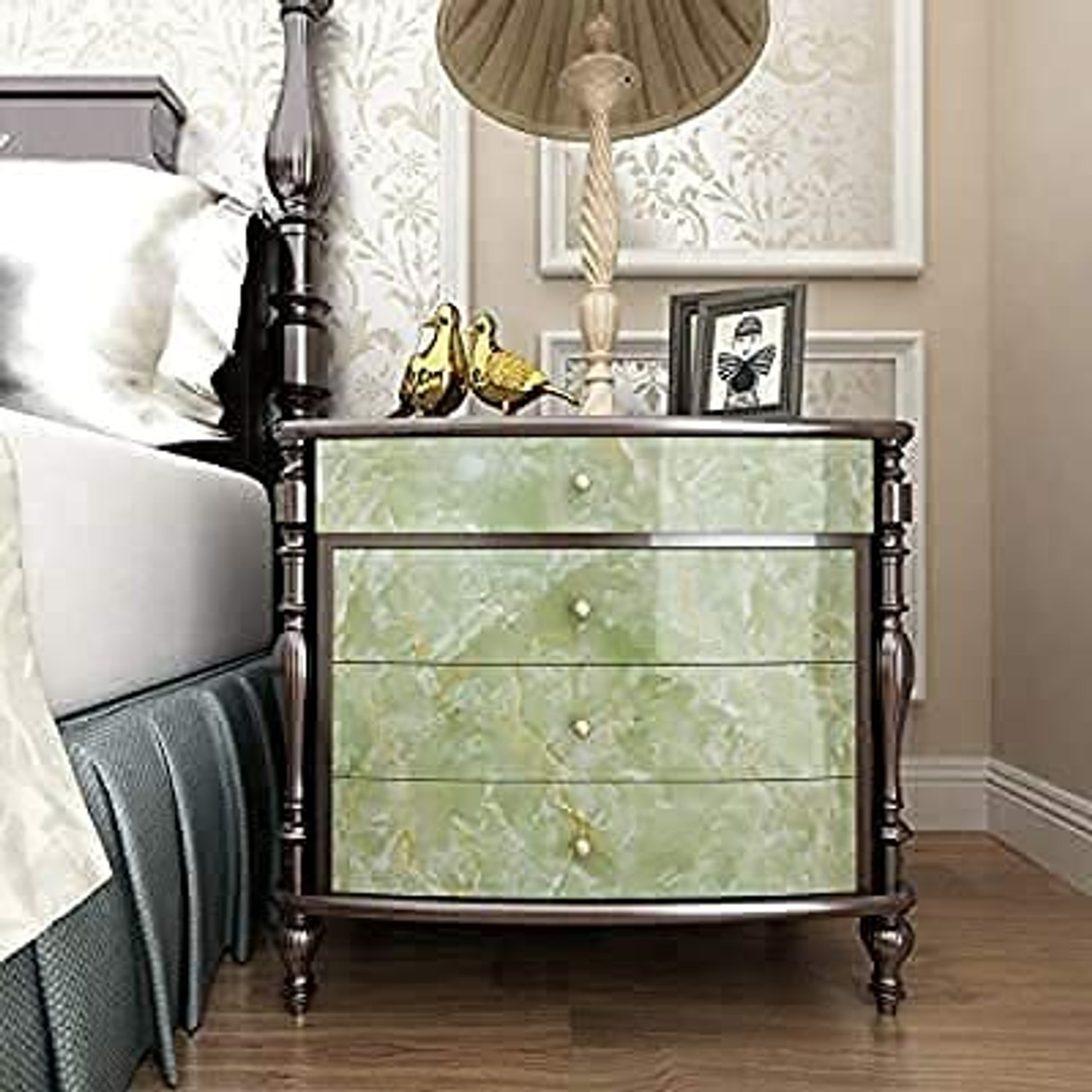 Image of Amar Enterprise Wall Stickers Green Marble Wallpaper Furniture Kitchen 200 x 60 cm (Green Marble)